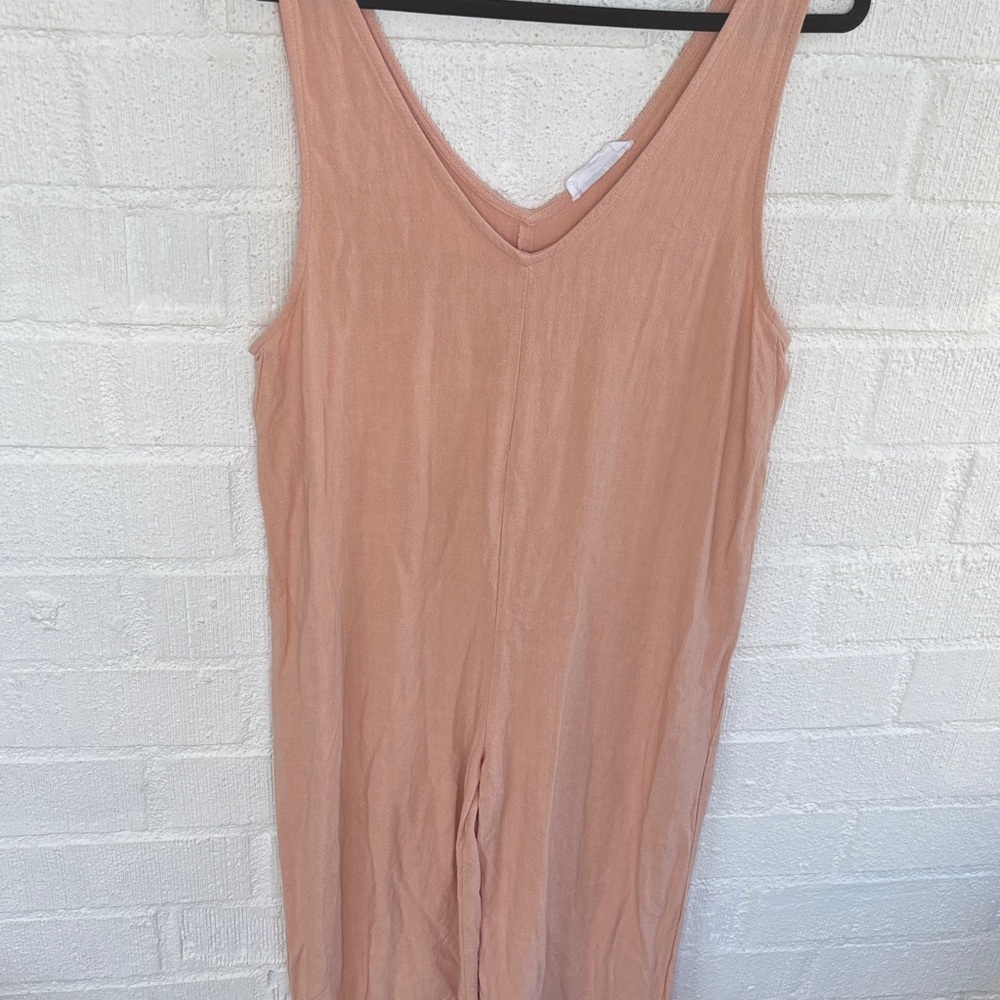 Double Zero Sleeveless V-Neck Jumpsuit in Blush Peach